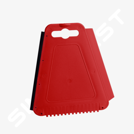 Triangular ice scraper with a rubber water remover